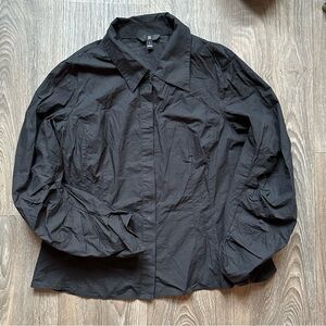 Banana Republic Black Poplin with Puff Sleeves